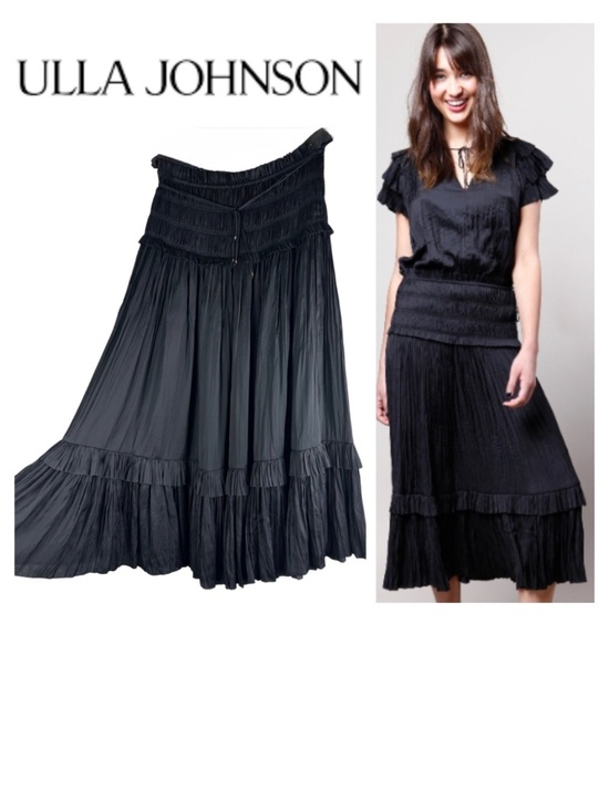 Ulla Johnson Dresses & Skirts - Ulla Johnson Tatiana Maxi Midi Skirt Sz 6 Black Gypsy Whimsygoth Boho Peasant